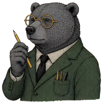 Scholarly bear in tweed jacket