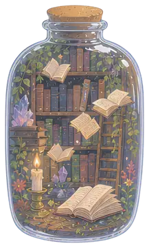 Magical Library in a Glass Bottle