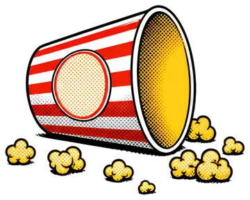 Empty popcorn bucket with spilled kernels