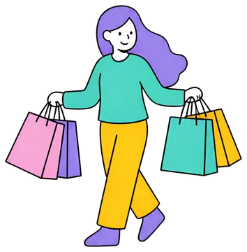 Happy shopper with colorful bags