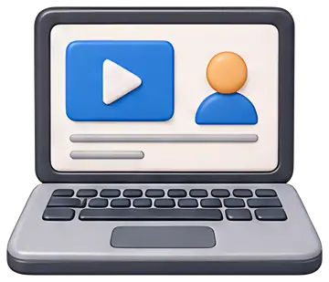 Stylized laptop with online course interface