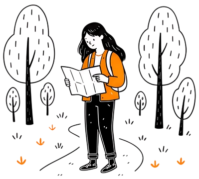 Girl in Denim Jacket Studying a Map