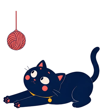 Playful black cat reaching for yarn