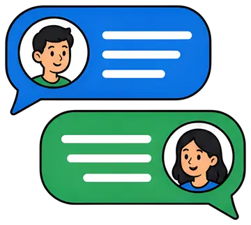 Colorful live chat conversation bubbles