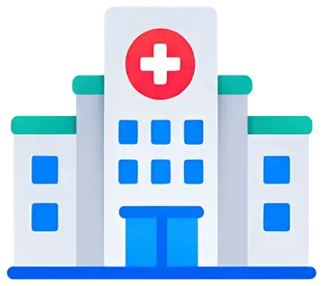 Stylized hospital building
