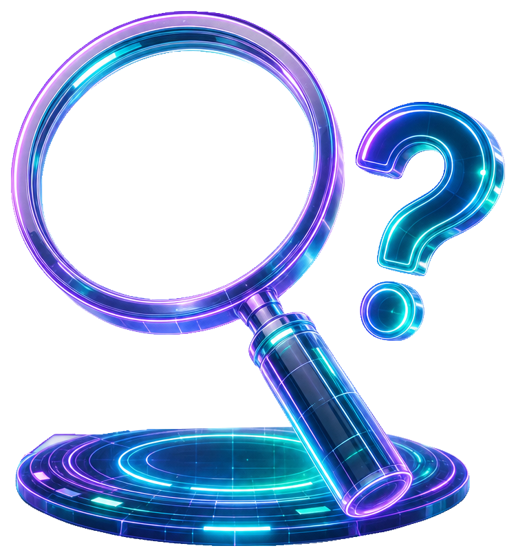 Stylized magnifying glass with question mark