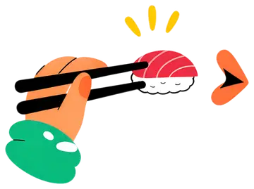 Hand with Chopsticks Holding Tuna Nigiri