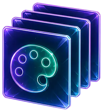 Neon Palette Icon with Card Stack