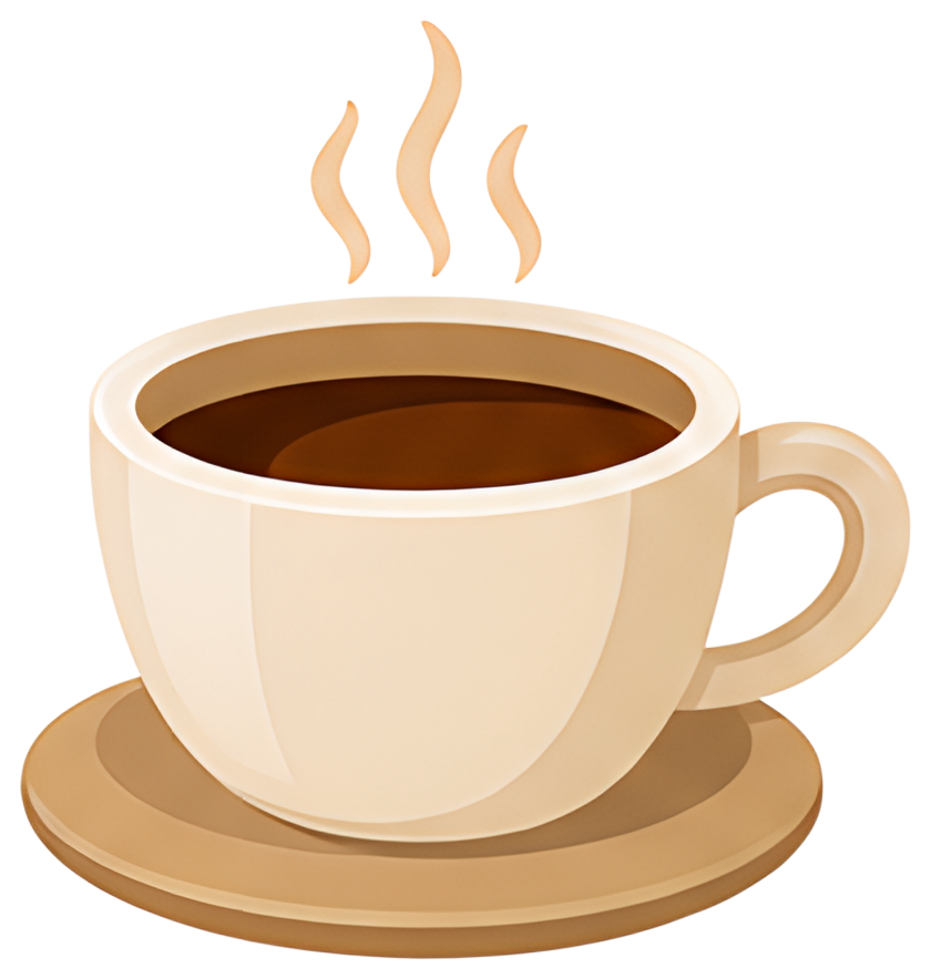 A smooth, beige coffee cup sits atop a round wooden saucer, filled with dark coffee. Gentle steam rises from the surface, suggesting warmth. The cup features a simple, elegant design, showcasing a mix