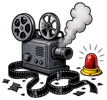 Vintage projector with smoke and flashing alarm