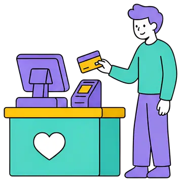 Person Paying at Cash Register