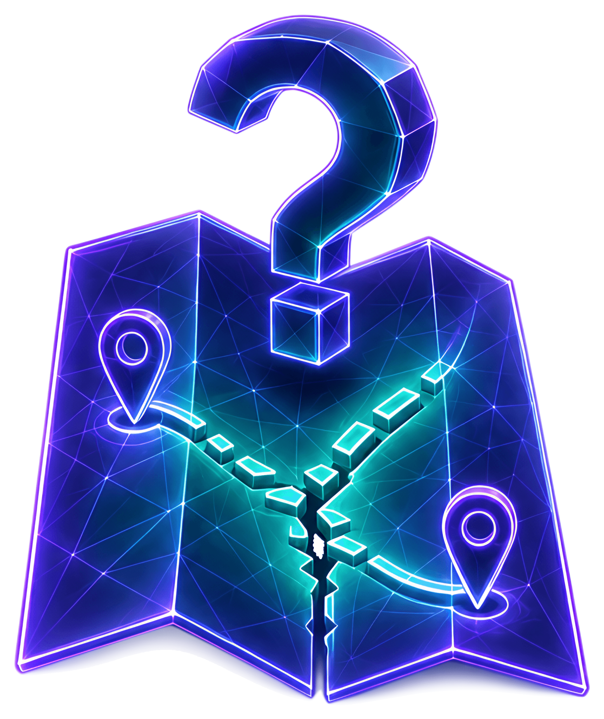 Broken Route Map with Question Mark
