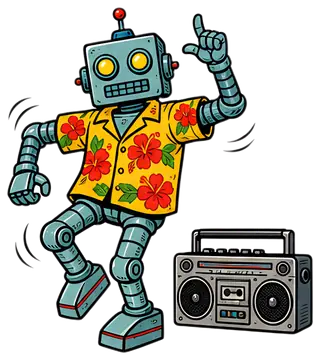 Dancing Robot in Hawaiian Shirt