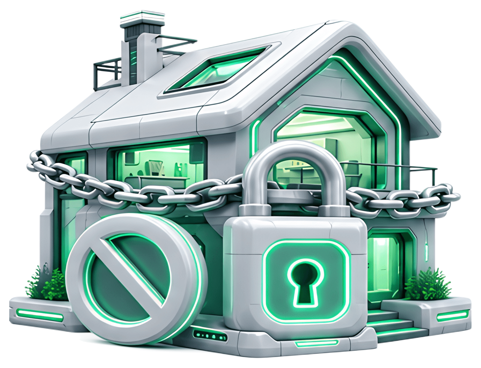 Locked House with Forbidden Sign