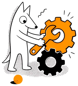 Character with Wrench Fixing Gears