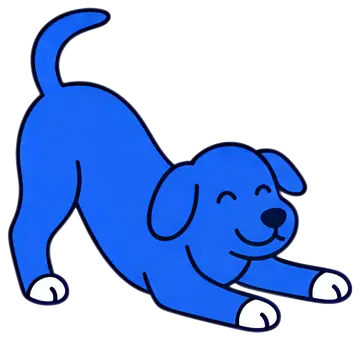 Playful blue dog stretching