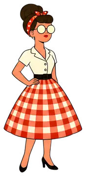 1950s Style Girl with Checkered Skirt