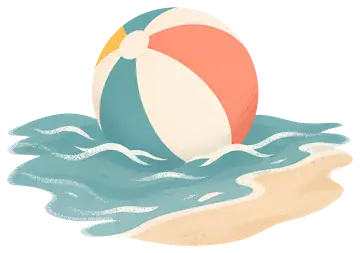 Beach Ball Floating on Gentle Waves
