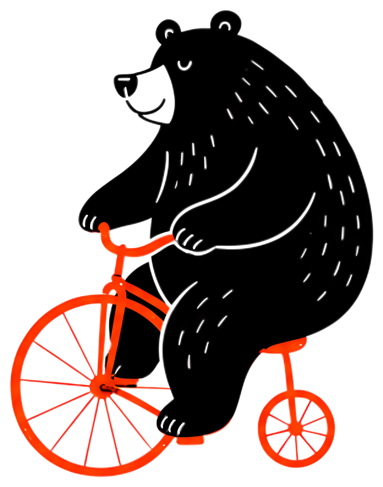 Happy bear riding a small bicycle