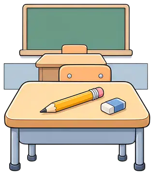 Empty Classroom with Pencil and Eraser
