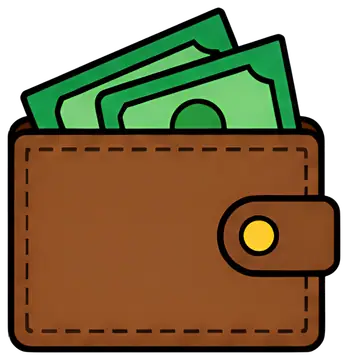 Brown wallet with cash