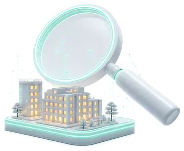 3D Magnifying Glass Scanning Building Model