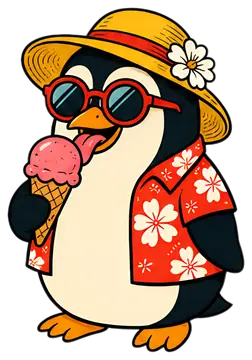 Penguin in Sunglasses Enjoying Ice Cream