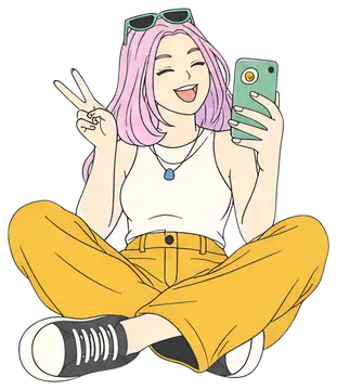 Cheerful girl taking a selfie