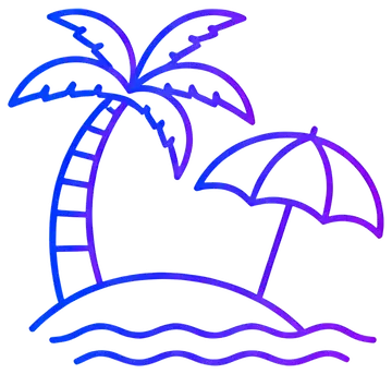 Palm Tree and Beach Umbrella