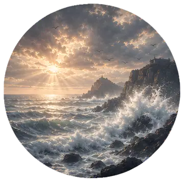 Majestic Ocean Waves Crashing on Rocky Shore