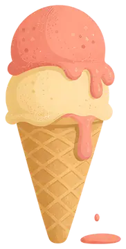 Melting pink and yellow ice cream cone