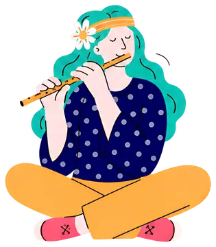 Hippie with Flute and Daisy