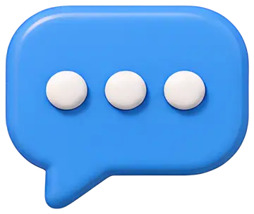 Blue speech bubble with dots