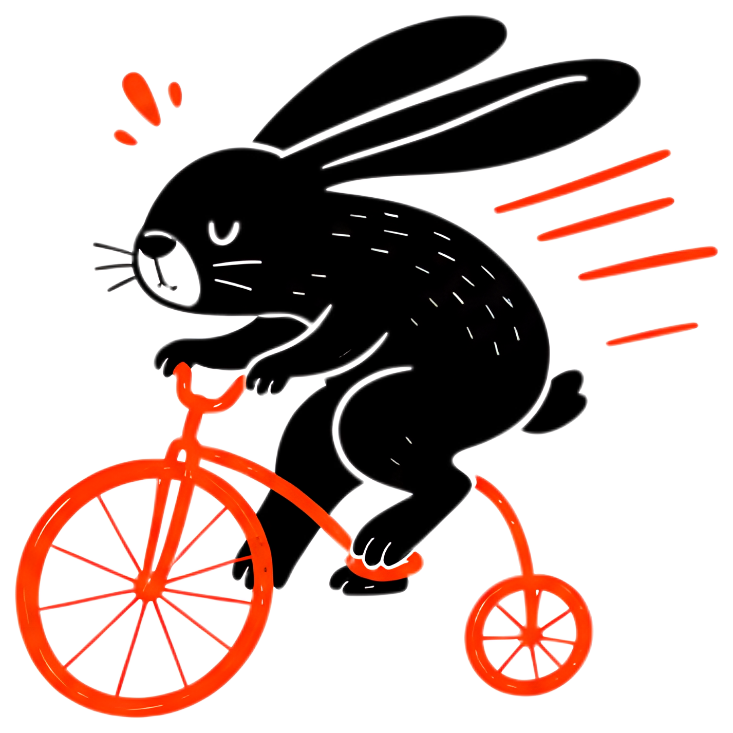 Energetic rabbit riding a bicycle