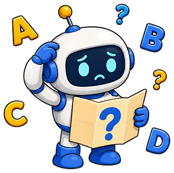 Confused robot student with map