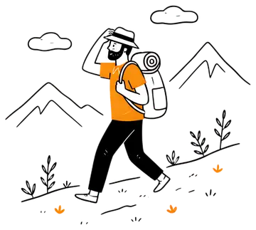 Man Walking on Mountain Trail