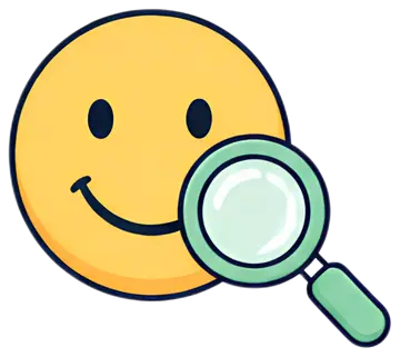 Smiley Face with Magnifying Glass