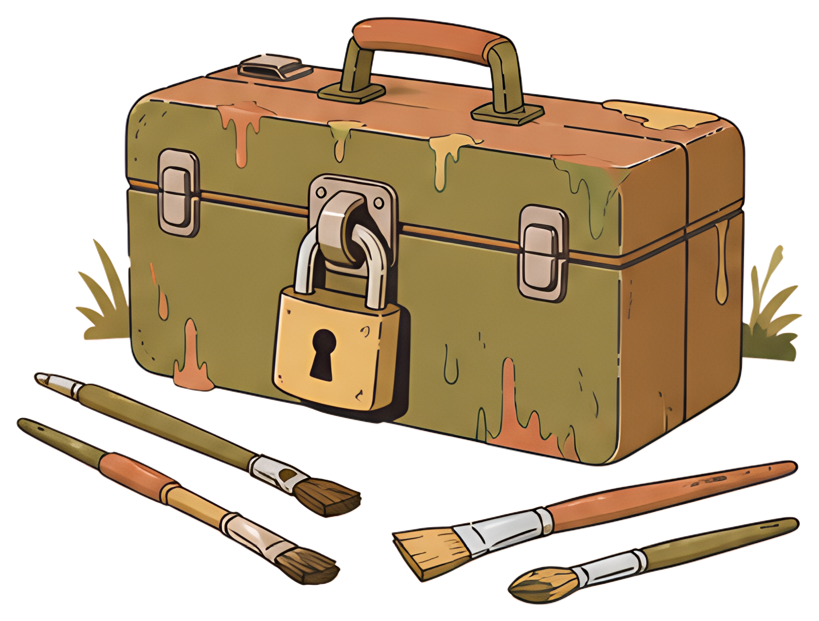 Locked Art Box with Brushes