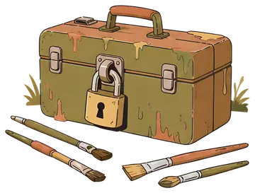 Locked Art Box with Brushes