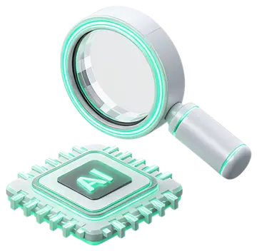 3D Magnifying Glass with Neon Highlights