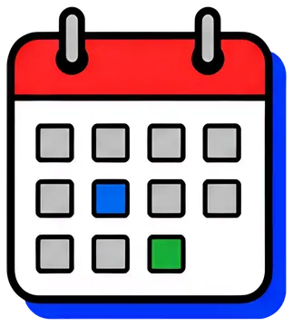 Colorful calendar icon with schedule