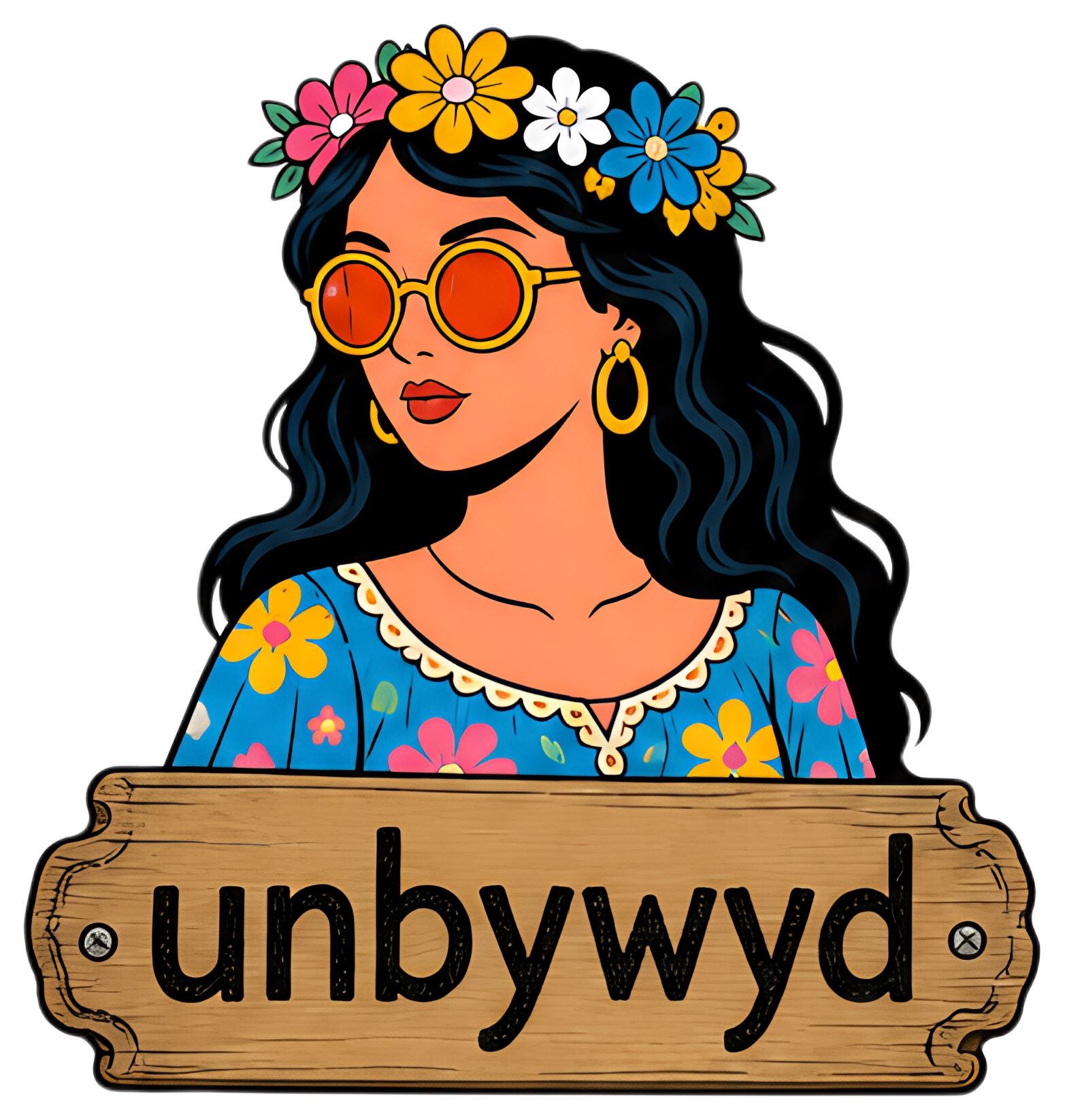 Retro Portrait of Woman with Flower Crown