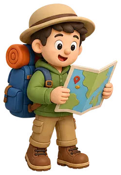 Cheerful traveler exploring with a map