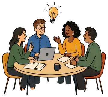 Diverse team brainstorming ideas