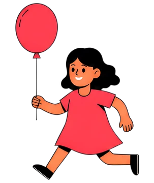 Girl Running with a Red Balloon