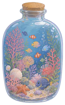 Glass Bottle with Marine Life Inside