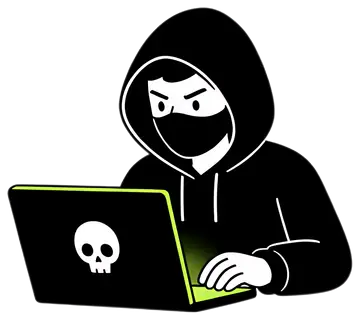 Hacker in Mask with Glowing Screen