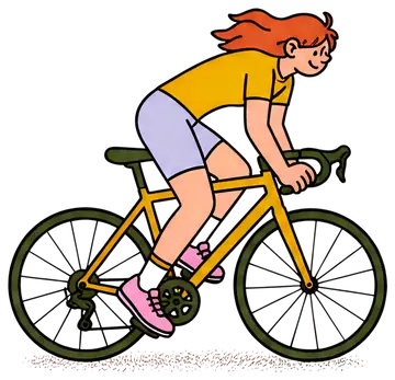 Cyclist in Racing Pose on Yellow Bike