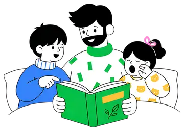 Father Reading to Kids at Bedtime