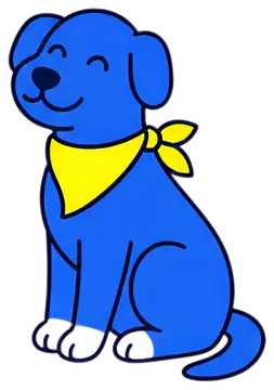 Happy blue dog with yellow bandana